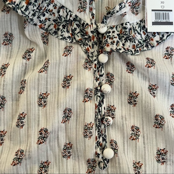 NWT Veronica Beard Abra Stamped Floral Top White Blouse - Picture 12 of 15
